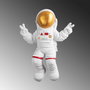 Wallity Peace Sign Astronaut - 1 Blanco y dorado